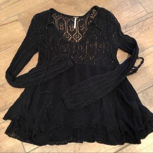 Free People Peplum Knit Ruffled Top